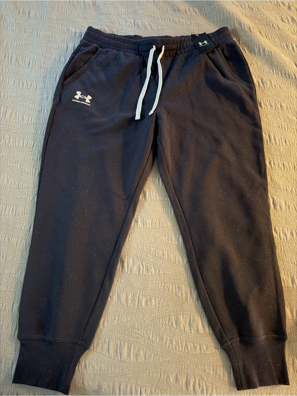 Under Armour Black Jogger Track Pants with White Drawstring
